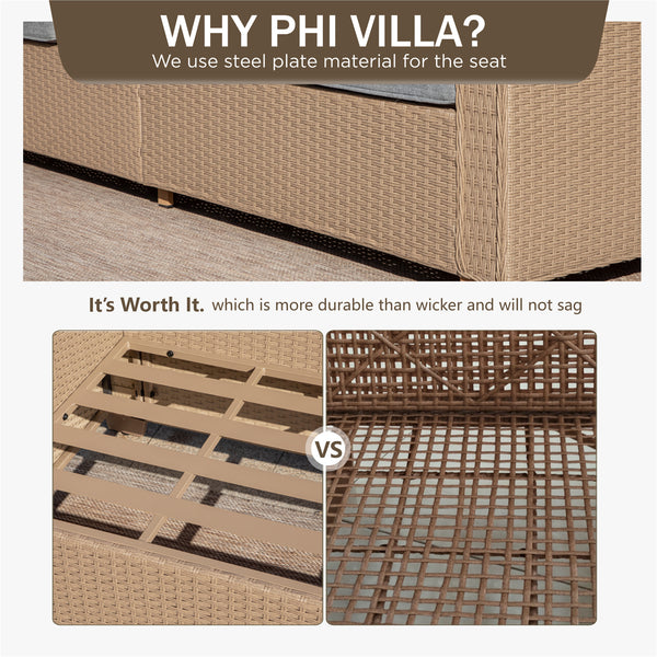 Classic Wicker Garden Sofa Set with Ottomans