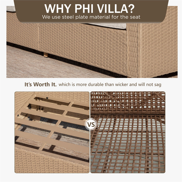 Classic Wicker Garden Sofa Set with Ottomans