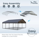 20x20ft 2 Car Metal Carport with Sides-Assembly Components