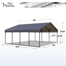 20x20ft 2 Car Metal Carport with Sides-Dimensions detail