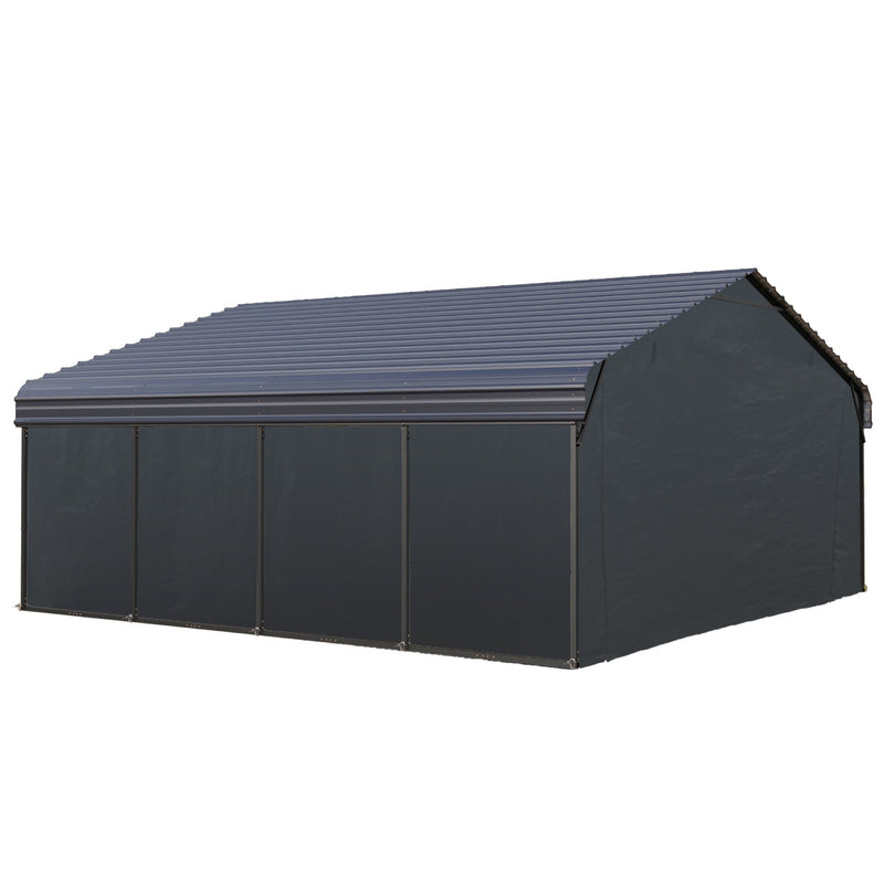 PHI VILLA 20x20ft 2 Car Metal Carports Deluxe Car Storage with Durable Steel Frame and Metal Proof