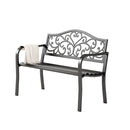 PHI VILLA Outdoor Cast Iron Garden Bench with Unique Three-Dimensional Pattern