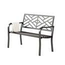 PHI VILLA Outdoor Cast Iron Garden Bench with Unique Three-Dimensional Pattern