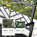 PHI VILLA Outdoor Cast Iron Garden Bench with Unique Three-Dimensional Pattern