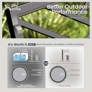 PHI VILLA Outdoor Cast Iron Garden Bench with Unique Three-Dimensional Pattern