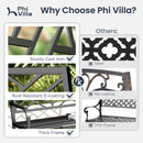 PHI VILLA Outdoor Cast Iron Garden Bench with Unique Three-Dimensional Pattern