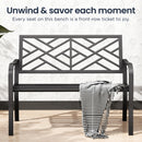 PHI VILLA Outdoor Cast Iron Garden Bench with Unique Three-Dimensional Pattern