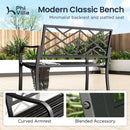 PHI VILLA Outdoor Cast Iron Garden Bench with Unique Three-Dimensional Pattern