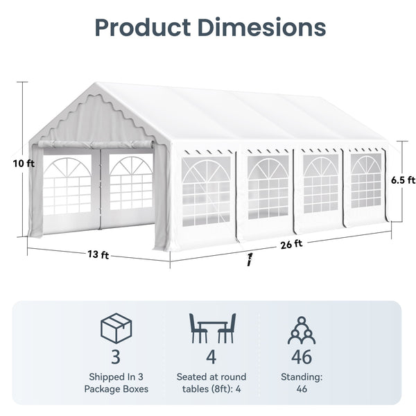 Heavy Duty Party Tent Wedding Event Shelter with Removable Sidewalls