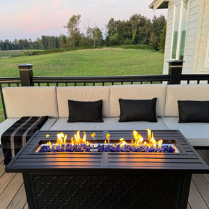 6-Seater L-Shaped Sectional Sofa Set with Gas Fire Pit Table