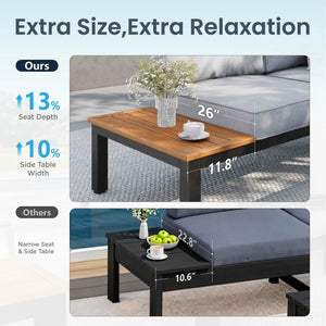 6 Seater Outdoor Couch Modern L-Shaped Sectional Sofa Set