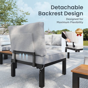 6 Seater Outdoor Couch Modern L-Shaped Sectional Sofa Set