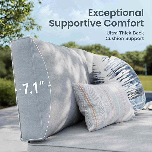 6 Seater Outdoor Couch Modern L-Shaped Sectional Sofa Set