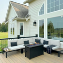 6-Seater L-Shaped Sectional Sofa Set with Gas Fire Pit Table