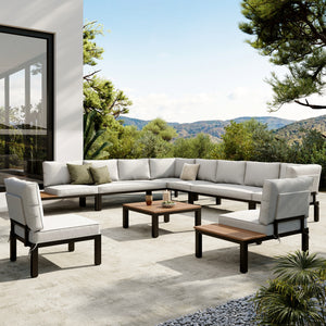 6 Seater Outdoor Couch Modern L-Shaped Sectional Sofa Set