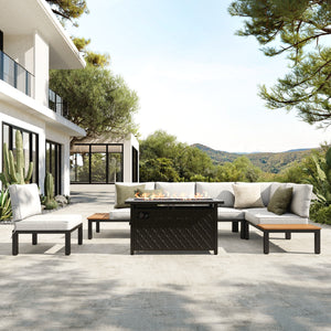 6-Seater L-Shaped Sectional Sofa Set with Gas Fire Pit Table