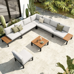 6 Seater Outdoor Couch Modern L-Shaped Sectional Sofa Set
