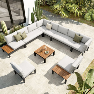 6 Seater Outdoor Couch Modern L-Shaped Sectional Sofa Set