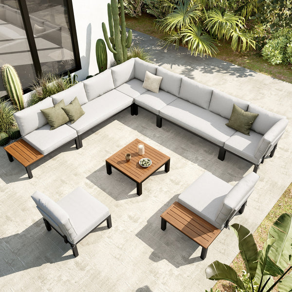 6 Seater Outdoor Couch Modern L-Shaped Sectional Sofa Set