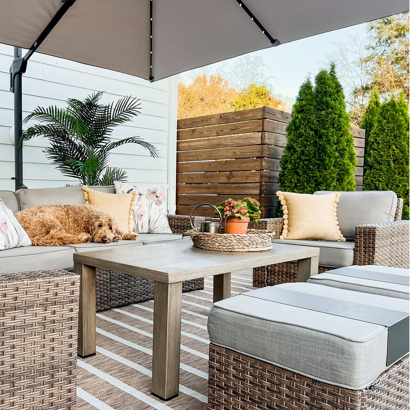 Phi Villa Luxury Patio Rattan Swivel Conversation Sofa Set