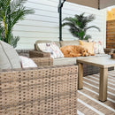 Luxury Patio Rattan Swivel Sofa Set with Wood Table