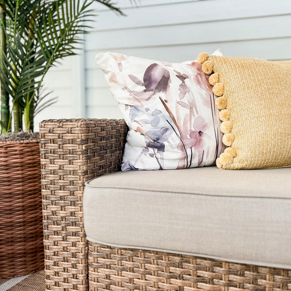 Luxury Patio Wicker King Swivel Sofa Set with Wood Table