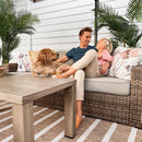 Luxury Patio Rattan Swivel Sofa Set with Wood Table