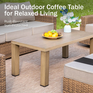 Luxury Patio Wicker King Swivel Sofa Set with Wood Table