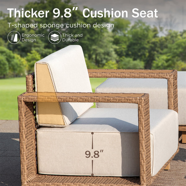 Catalina Modern Swivel Rattan Patio Sofa Set