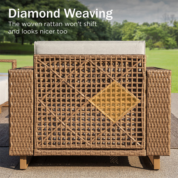 Catalina Modern Swivel Rattan Patio Sofa Set