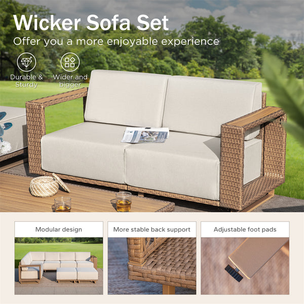 Catalina Modern Swivel Rattan Patio Sofa Set