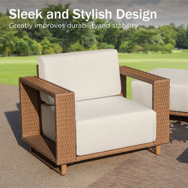 Catalina Modern Swivel Rattan Patio Sofa Set