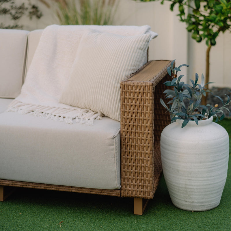 Phi Villa 6-Seater Modern Modular L-Shaped Outdoor Sectional Rattan Sofa Set
