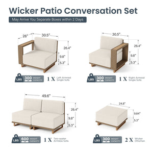 Catalina Modern L-Shaped Patio Modular Sectional Rattan Sofa Set