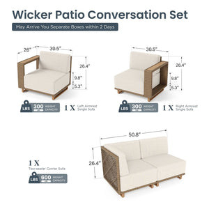 Catalina Modern L-Shaped Patio Modular Sectional Rattan Sofa Set