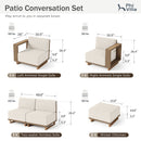 4-Seater Modern Rattan Outdoor Conversation Sofa Set