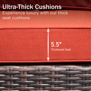 7-Seater Garden Vintage Swivel Rattan Sofa Sets with Wicker Table