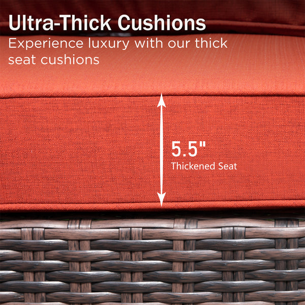 7-Seater Garden Vintage Swivel Rattan Sofa Sets with Wicker Table