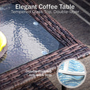 7-Seater Garden Vintage Swivel Rattan Sofa Sets with Ottomans and Table