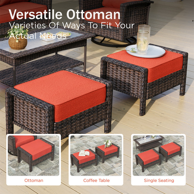 Phi Villa Patio Rattan Furniture Wicker 7-Seater Outdoor Swivel Sofa Sets
