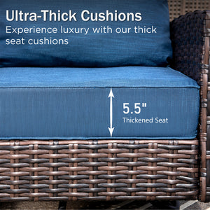 7-Seater Garden Vintage Swivel Rattan Sofa Sets with Wicker Table