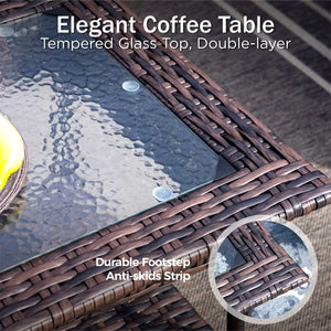 7-Seater Garden Vintage Swivel Rattan Sofa Sets with Wicker Table