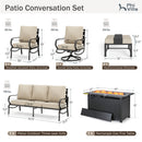 Patio Metal Swivel Wave Sofa Sets With Fire Pit Table for Sale