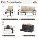 7-Seater Patio Metal Wave Sofa Sets with Fire Pit Table
