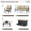 7-Seater Patio Metal Wave Sofa Sets with Fire Pit Table
