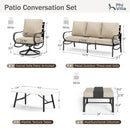 7-Seater Patio Metal Wave Sofa Set with Coffee Table & Ottomans