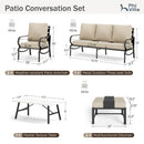 7-Seater Patio Metal Wave Sofa Set with Coffee Table & Ottomans