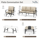 7-Seater Patio Metal Wave Sofa Set with Coffee Table & Ottomans