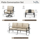 7-Seater Patio Metal Wave Sofa with Ottomans