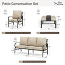 9-Seater Patio Metal Wave Sofa Set with Ottomans